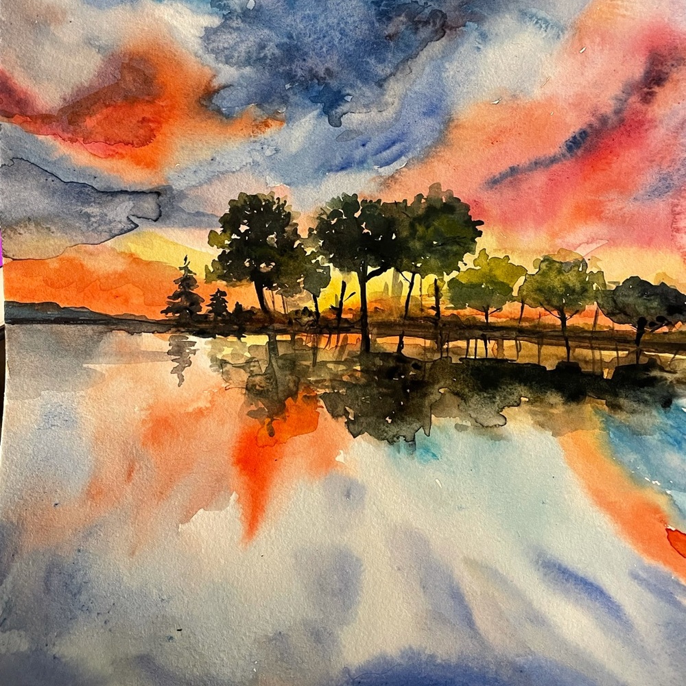 Watercolor landscape painting France 🇫🇷